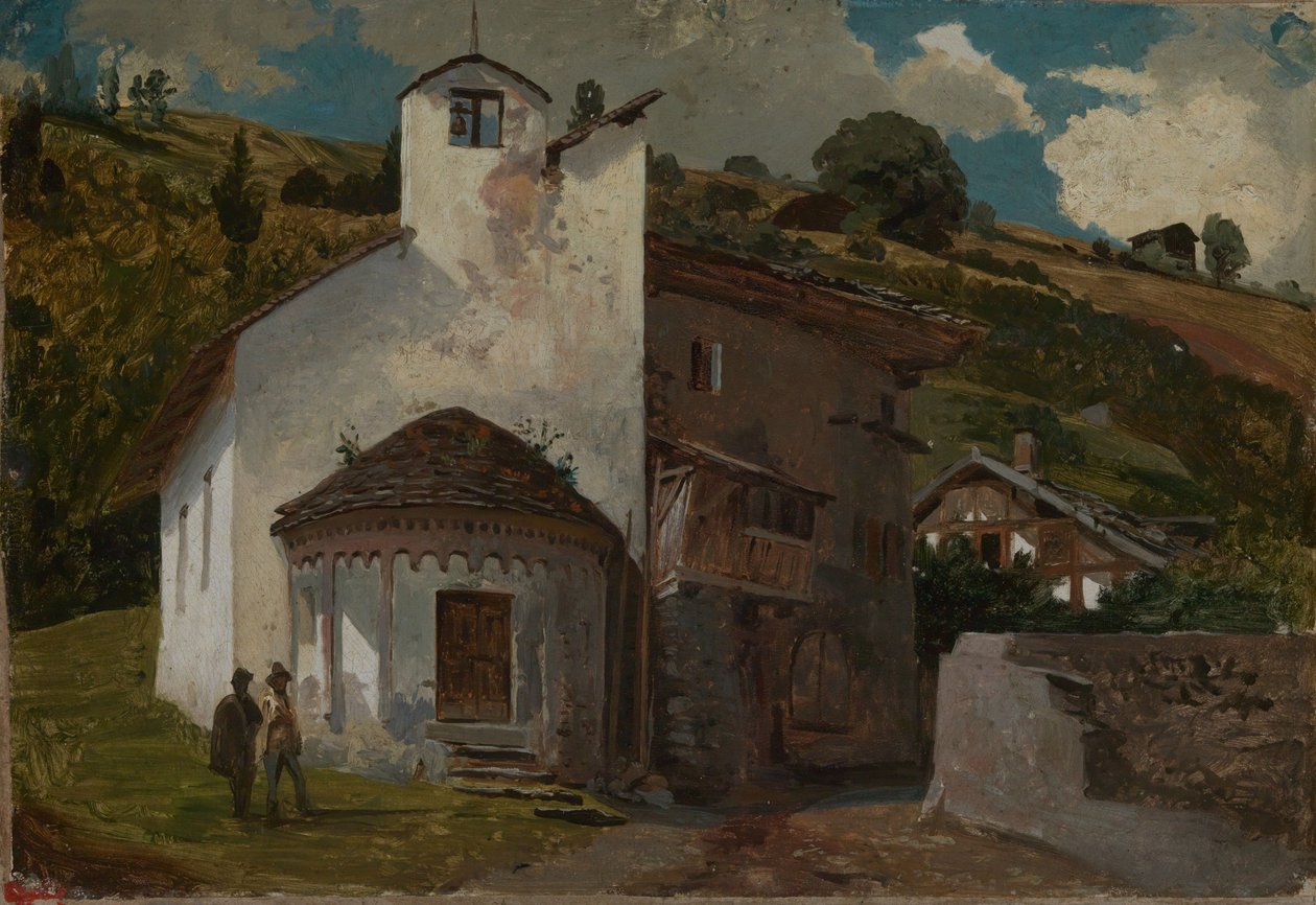 Kaplica w alpejskiej wiosce autorstwa Johann Wilhelm Schirmer
