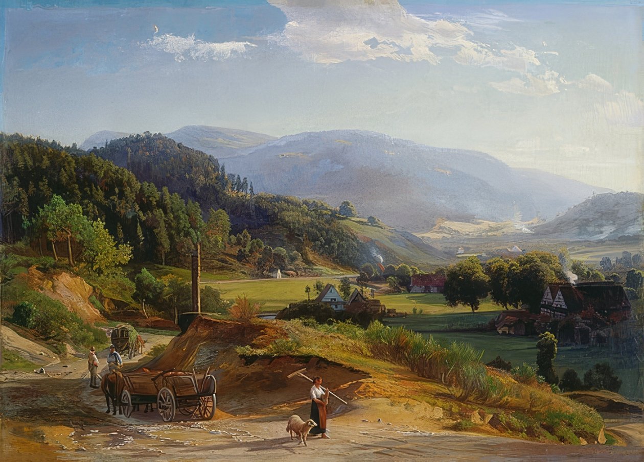 Krajobraz z kuźnią. 1855/56 autorstwa Johann Wilhelm Schirmer