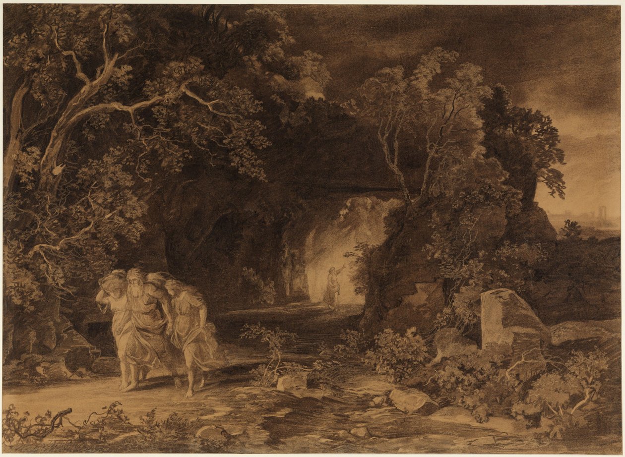 Ucieczka Lota (Księga Rodzaju 19, 24-26) autorstwa Johann Wilhelm Schirmer