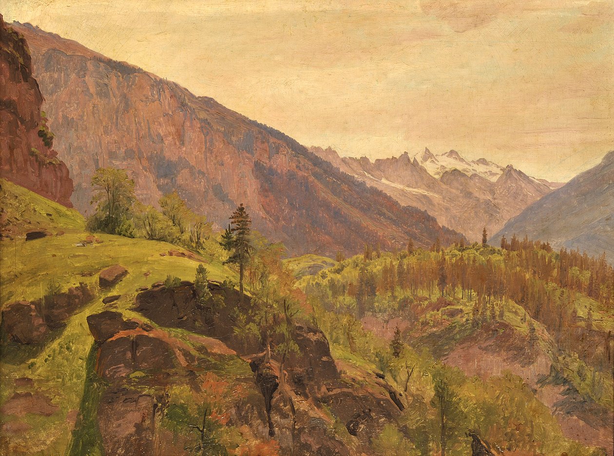 Szwajcarski krajobraz górski autorstwa Johann Wilhelm Schirmer