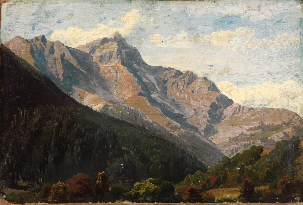 Szwajcarski krajobraz górski z Piz Beverin w tle autorstwa Johann Wilhelm Schirmer