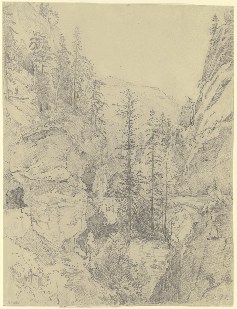 Odcinek przy Via Mala autorstwa Johann Wilhelm Schirmer