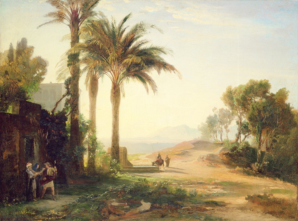 Wyjazd mężczyzny do Jerycha (rano) ok. 1856 r. autorstwa Johann Wilhelm Schirmer
