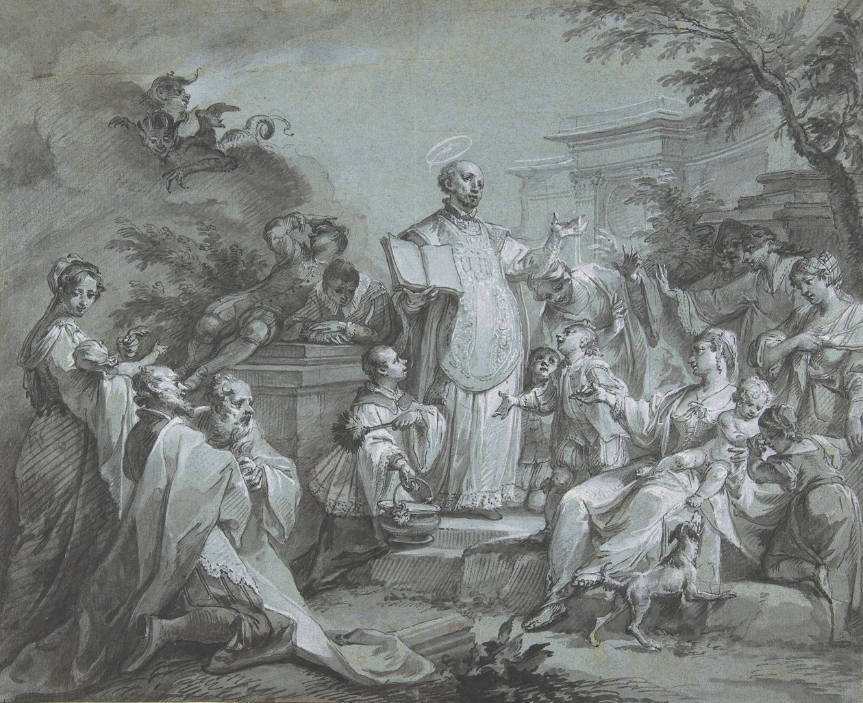 Przepowiadanie św. Ignacego Loyoli, przed 1761 r. autorstwa Johann Wolfgang Baumgartner