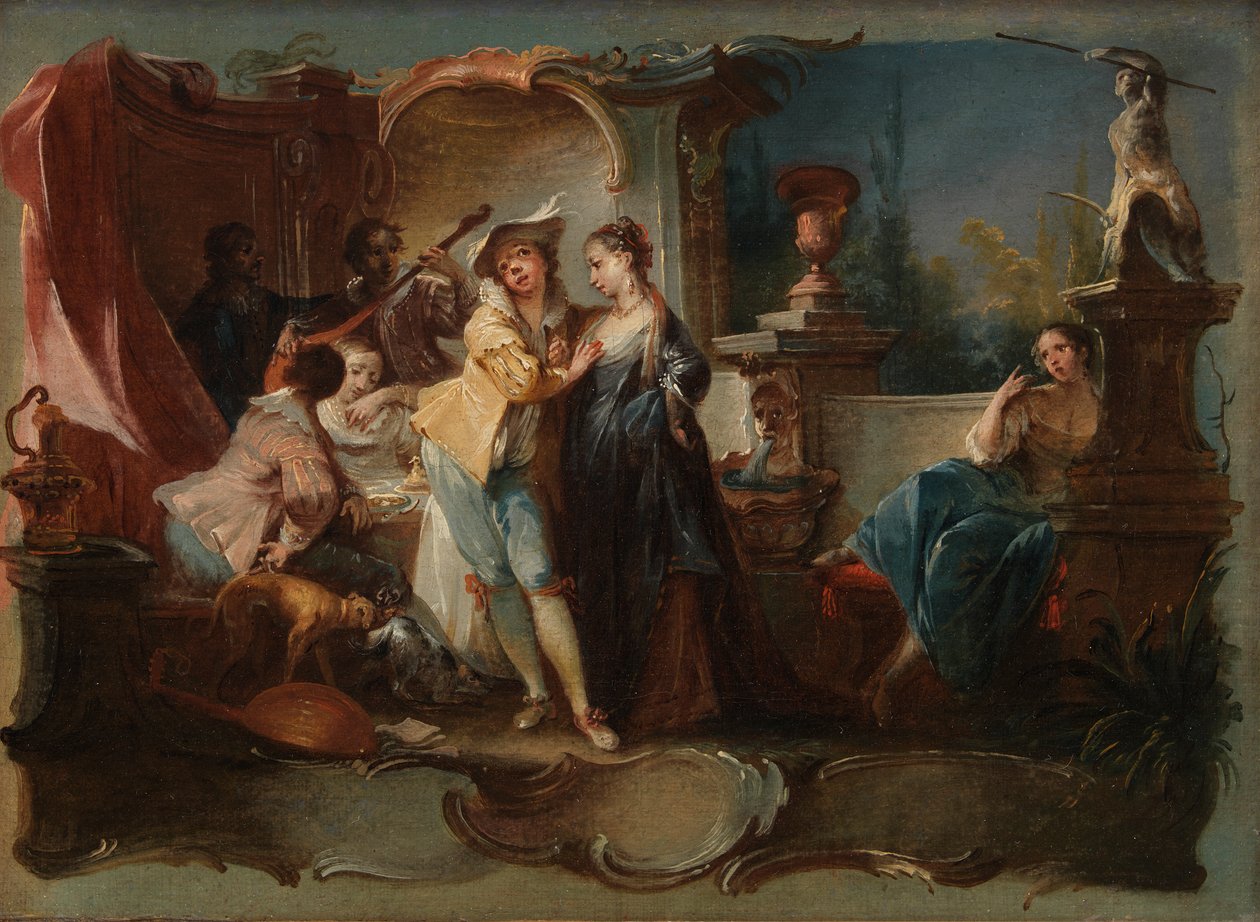 Syn marnotrawny mieszkający z nierządnicami, ok. 1750 (olej na płótnie) autorstwa Johann Wolfgang Baumgartner