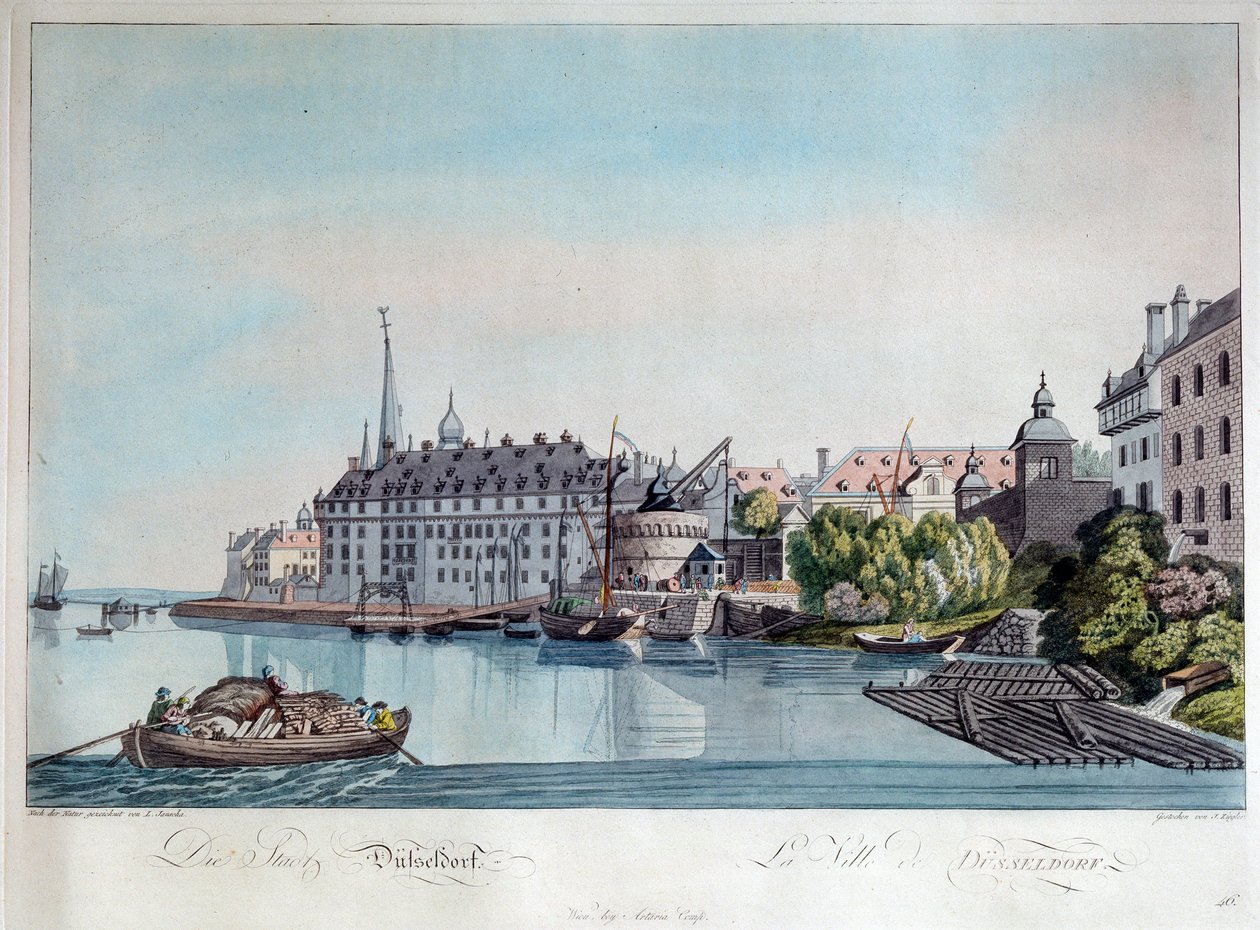 Widok Düsseldorfu przed francuskim bombardowaniem 6 października 1794 1798. autorstwa Johann Ziegler