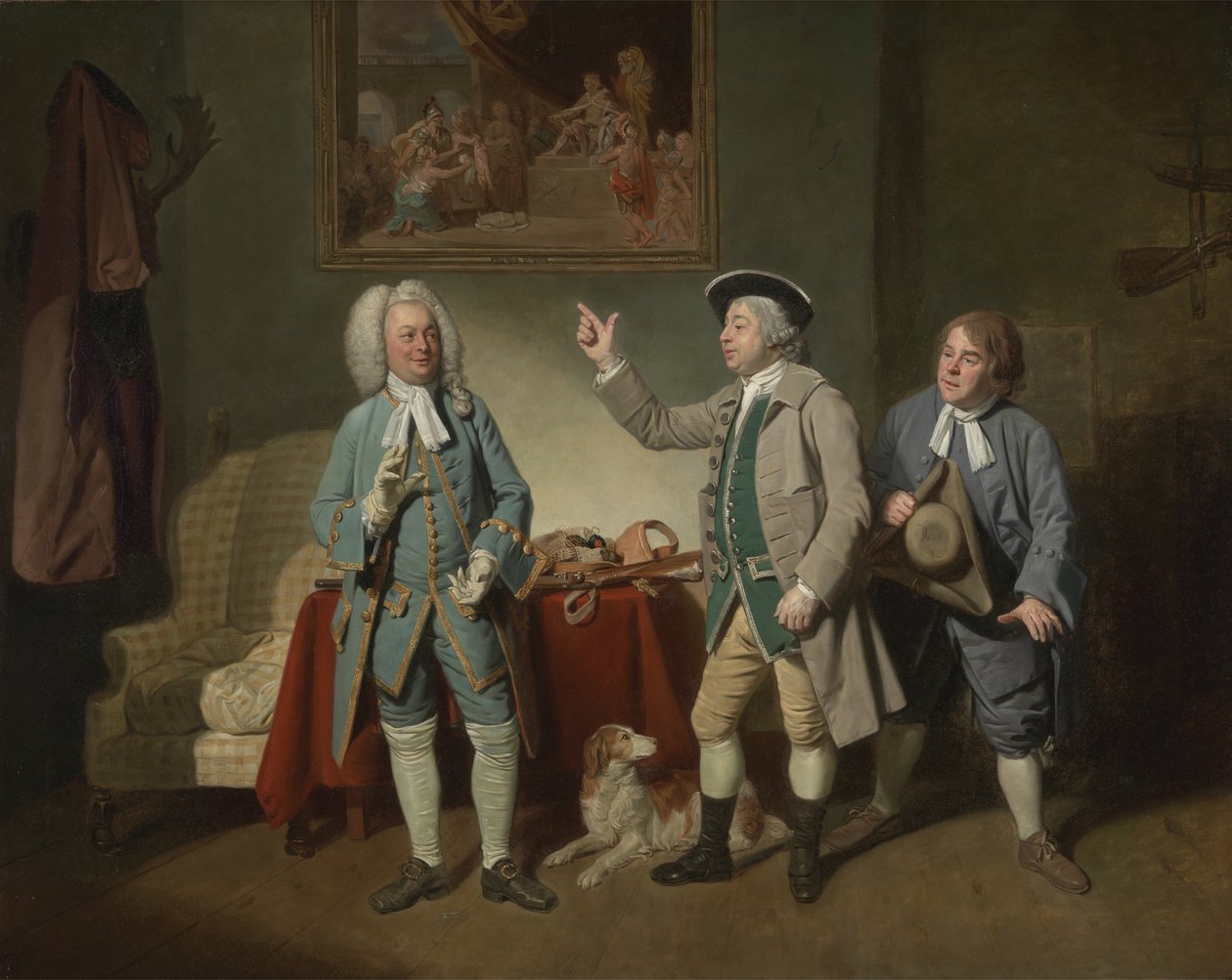 Edward Shuter, John Beard i John Dunstall w Isaac Bickerstaffes Miłość w wiosce, 1767 autorstwa Johan Joseph Zoffany