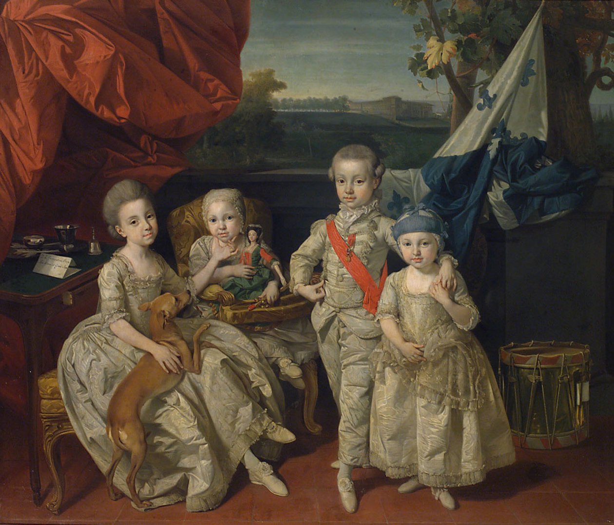 Książę Ludwig Parmy (1773-1803) z trójką najstarszego rodzeństwa Karoline (1770-1804), Marie Antonie (1774-1841) i Charlotte (1777-1813) autorstwa Johann Zoffany