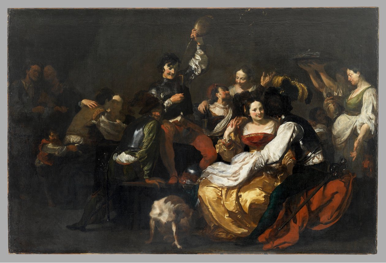 Ucztowanie z żołnierzami i prostytutkami, po 1625 autorstwa Johann after Liss or Lis or von Lys