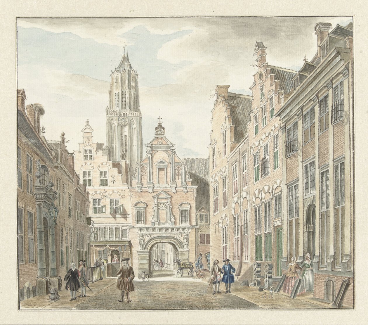 Nieuwstraat w Utrechcie z widokiem na Dom Tower autorstwa Johanna de Bruyn