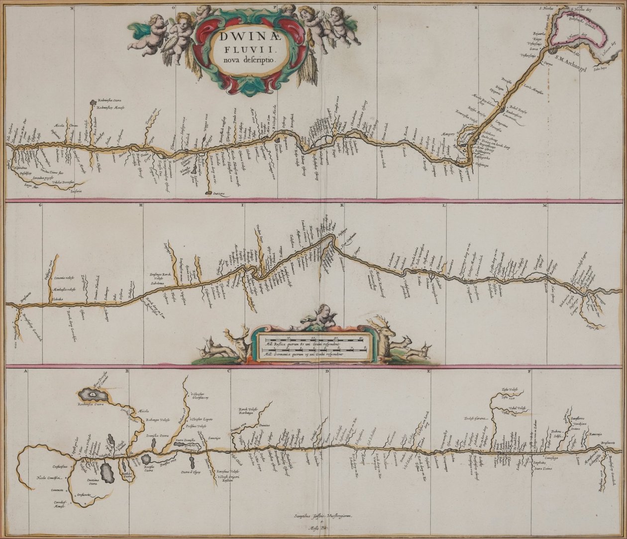 Opis Dwinae Fluvii nova (Nowy opis rzeki Dźwiny) autorstwa Johannes Janssonius Waasbergen