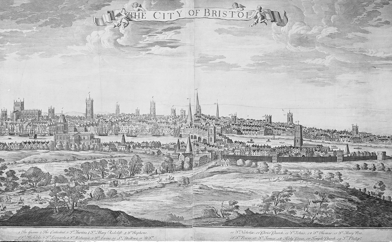 Miasto Bristol (z kluczem), 1717 autorstwa Johannes Kip