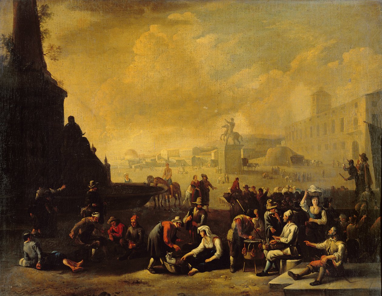 Forum Romanum z Postaciami autorstwa Johannes Lingelbach
