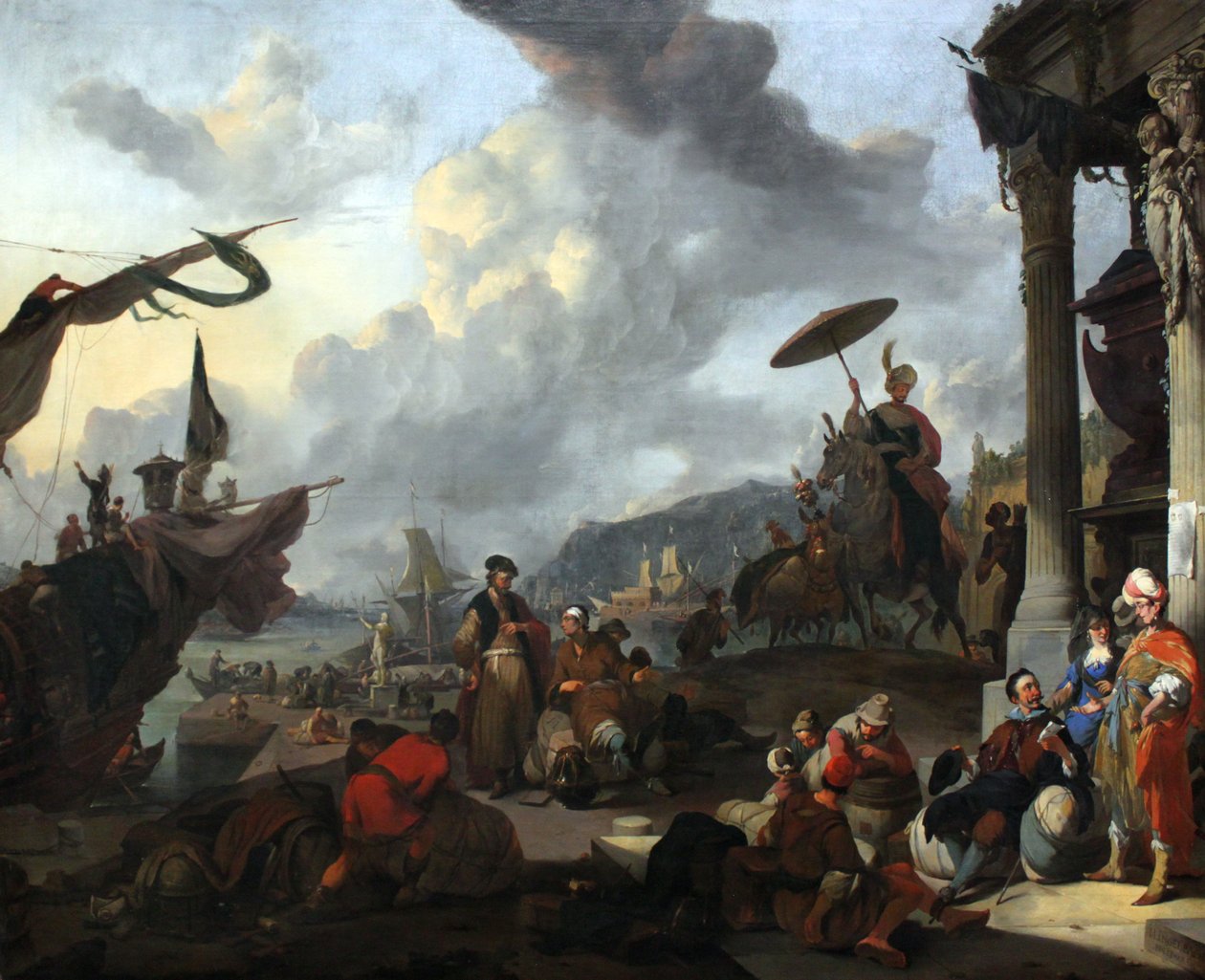 Śródziemnomorska scena portowa autorstwa Johannes Lingelbach