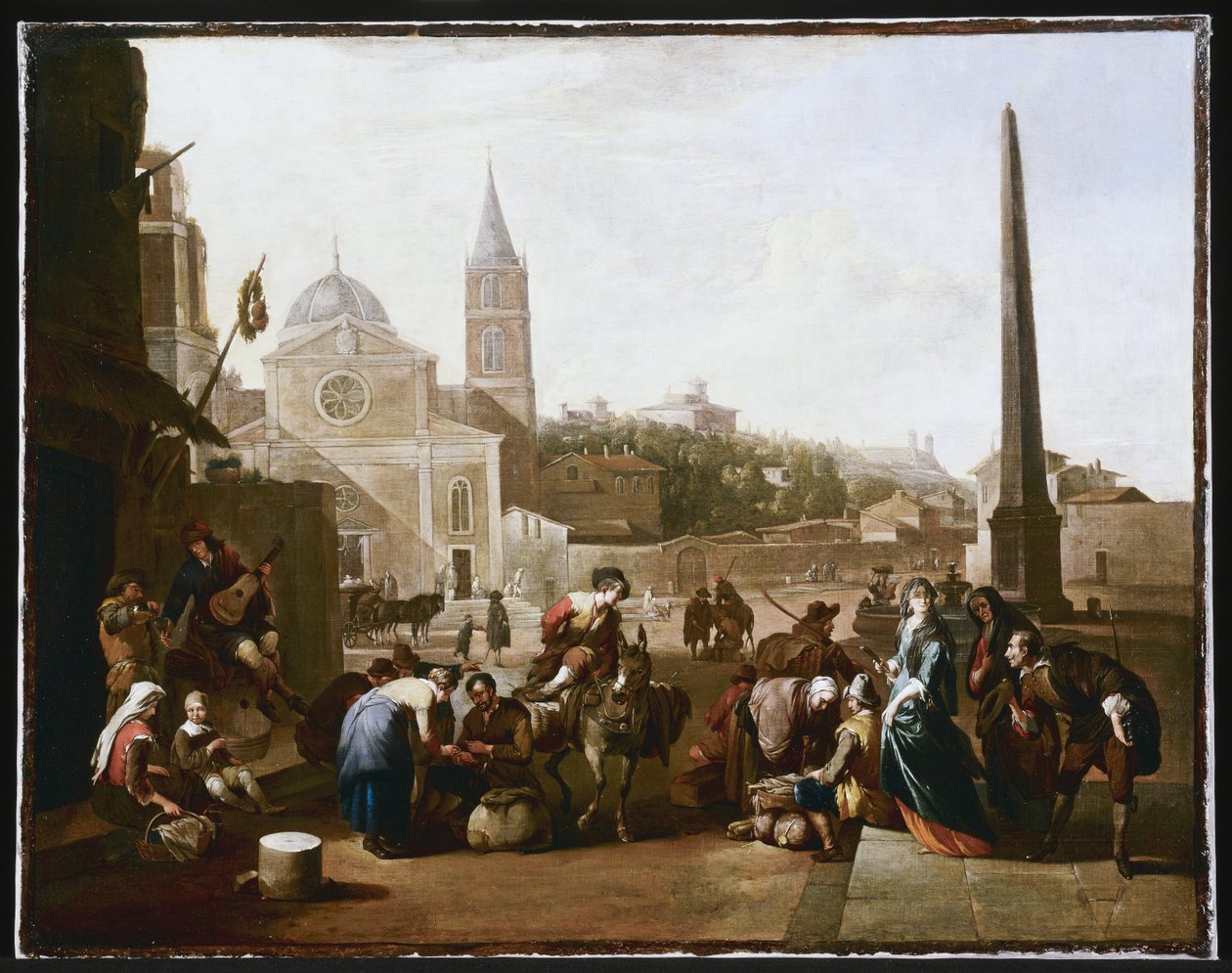 Piazza del Popolo, Rzym autorstwa Johannes Lingelbach