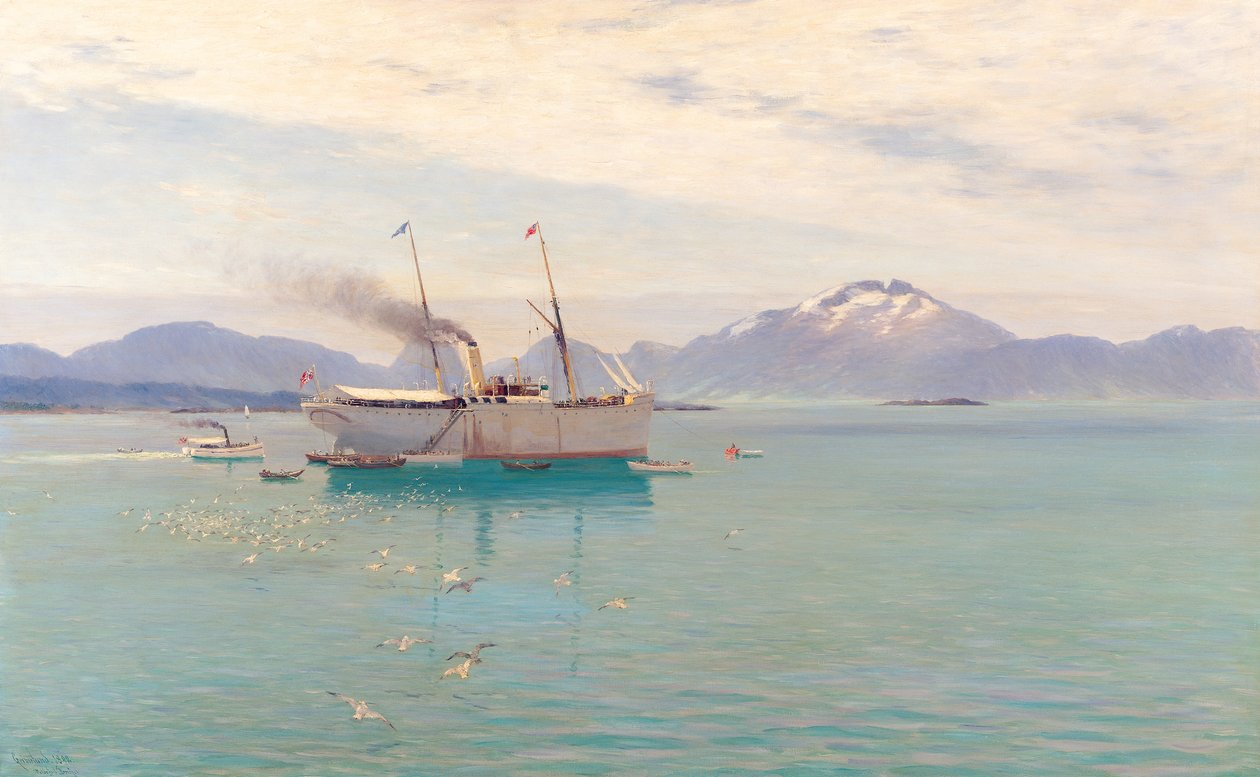 Letni poranek w Molde, 1892 autorstwa Johannes Martin Grimelund