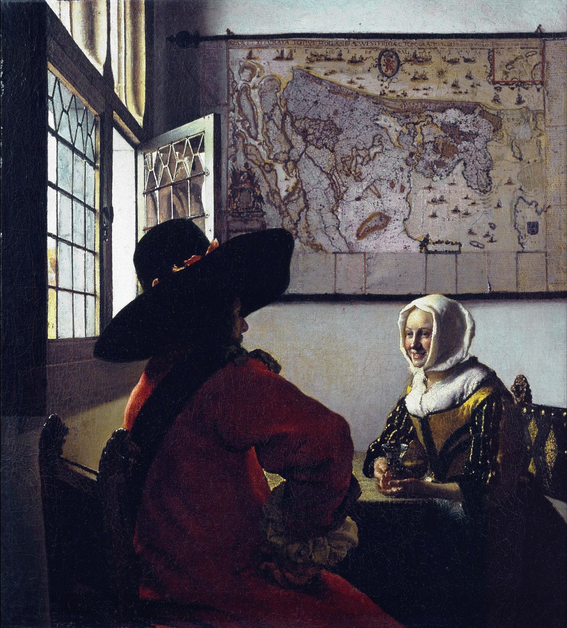 Oficer i śmiejąca się dziewczyna autorstwa Jan Vermeer van Delft