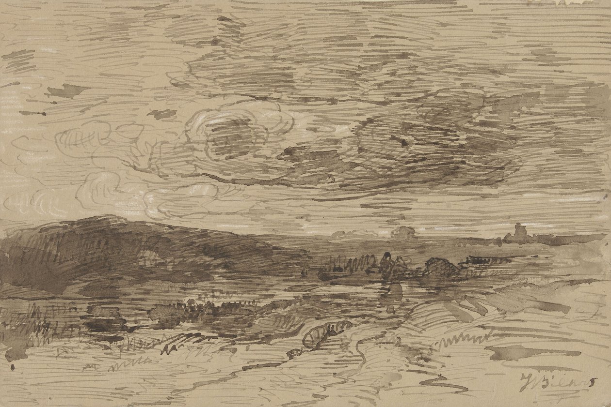 Heath-land w Drenthe, Holandia autorstwa Johannes Warnardus Bilders