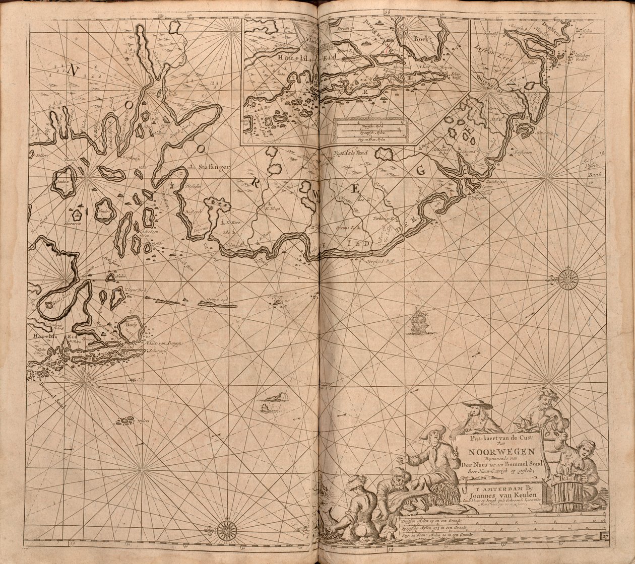 Mapa z kolekcji map Biblioteki Narodowej. Mapa została wydana w () i przedstawia wybrzeże Norwegii, Agder, Rogaland autorstwa Johannes van Keulen  