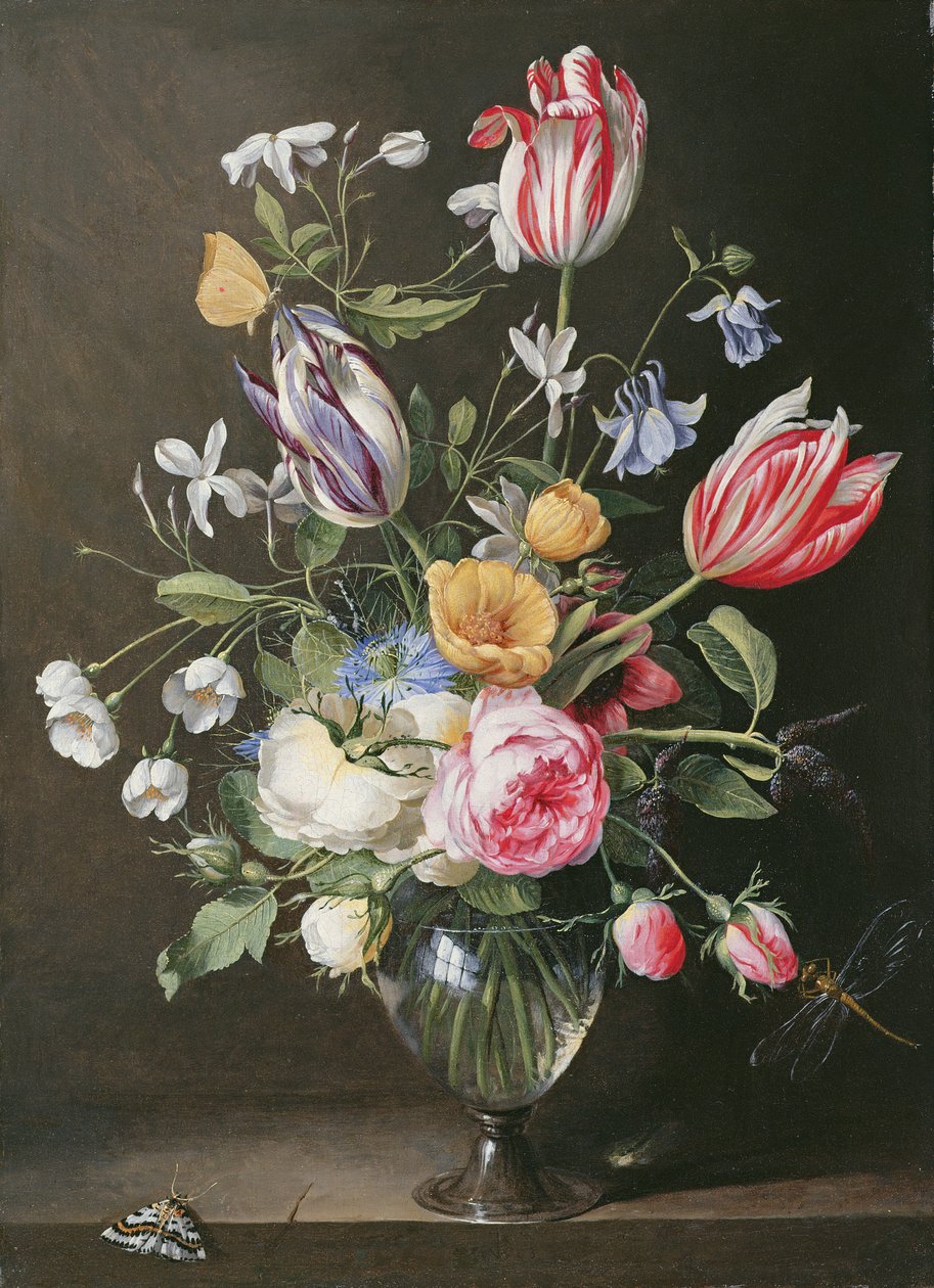 Kwiaty w szklanym wazonie autorstwa Johannes Antonius van der Baren