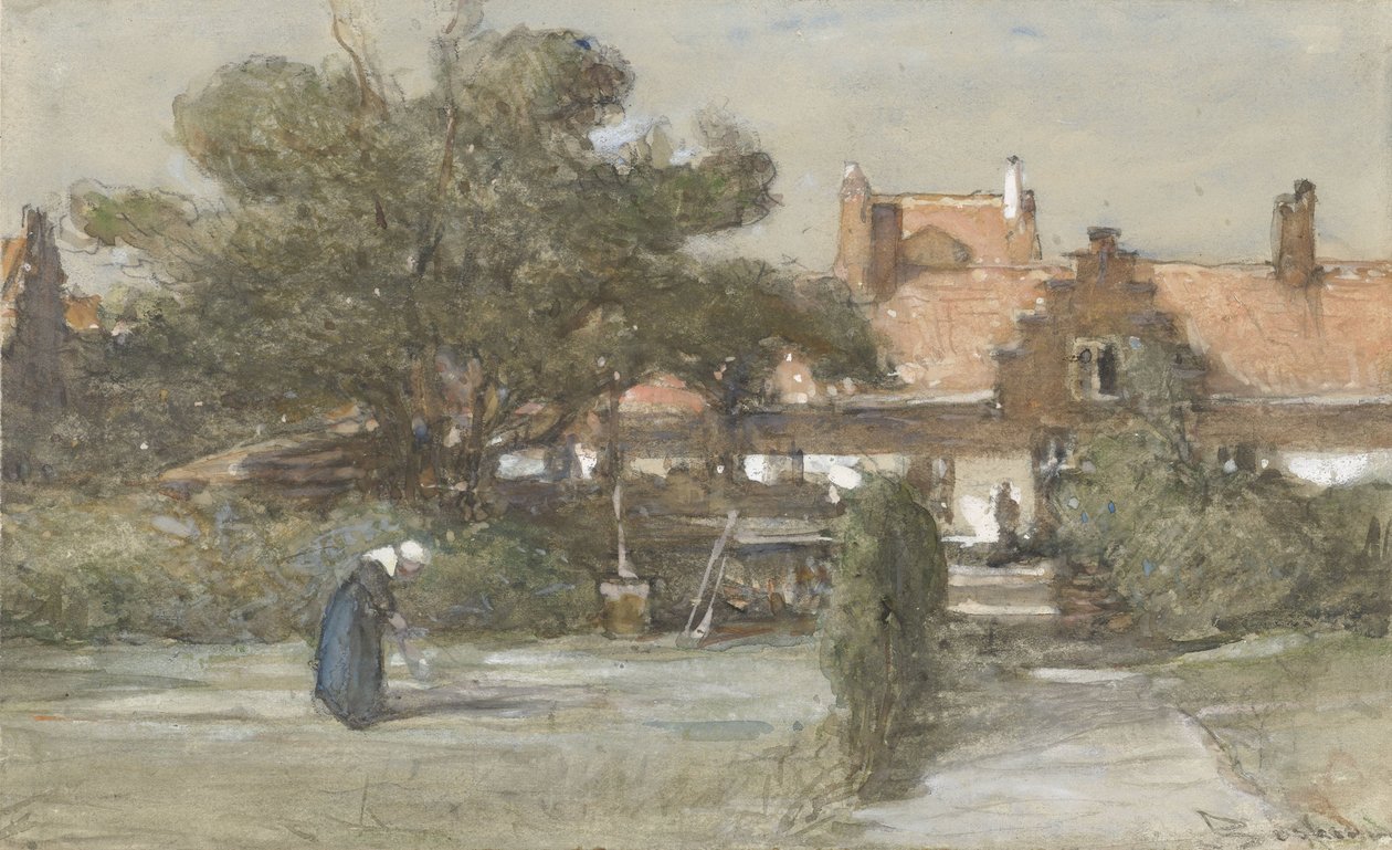 Dziedziniec Heilige Geesthofje na Paviljoensgracht w Hadze autorstwa Johannes Bosboom