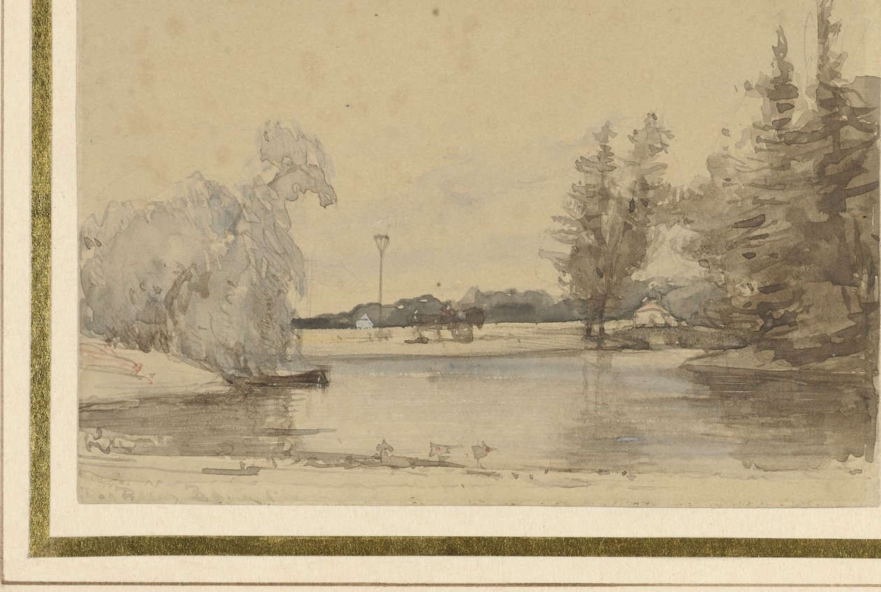 Widok na staw Huis te Leede (?) autorstwa Johannes Bosboom