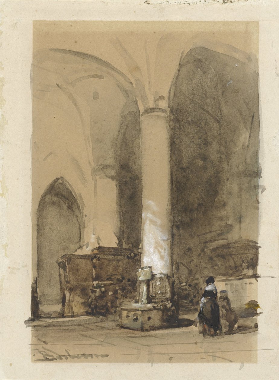 Wnętrze Grote lub Andreaskerk w Hattem autorstwa Johannes Bosboom