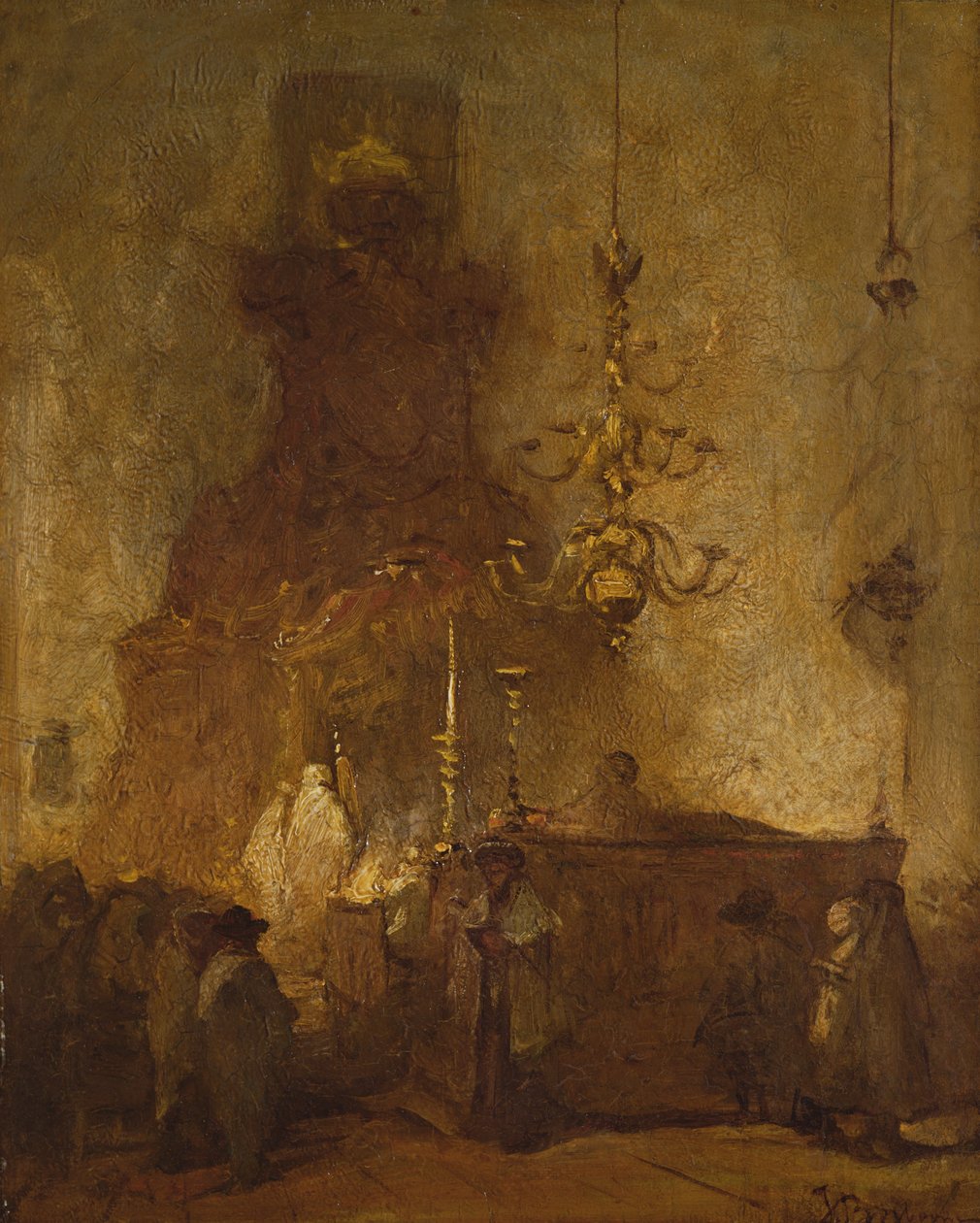 Wnętrze niemieckiej synagogi w Hadze, 1875-80 autorstwa Johannes Bosboom