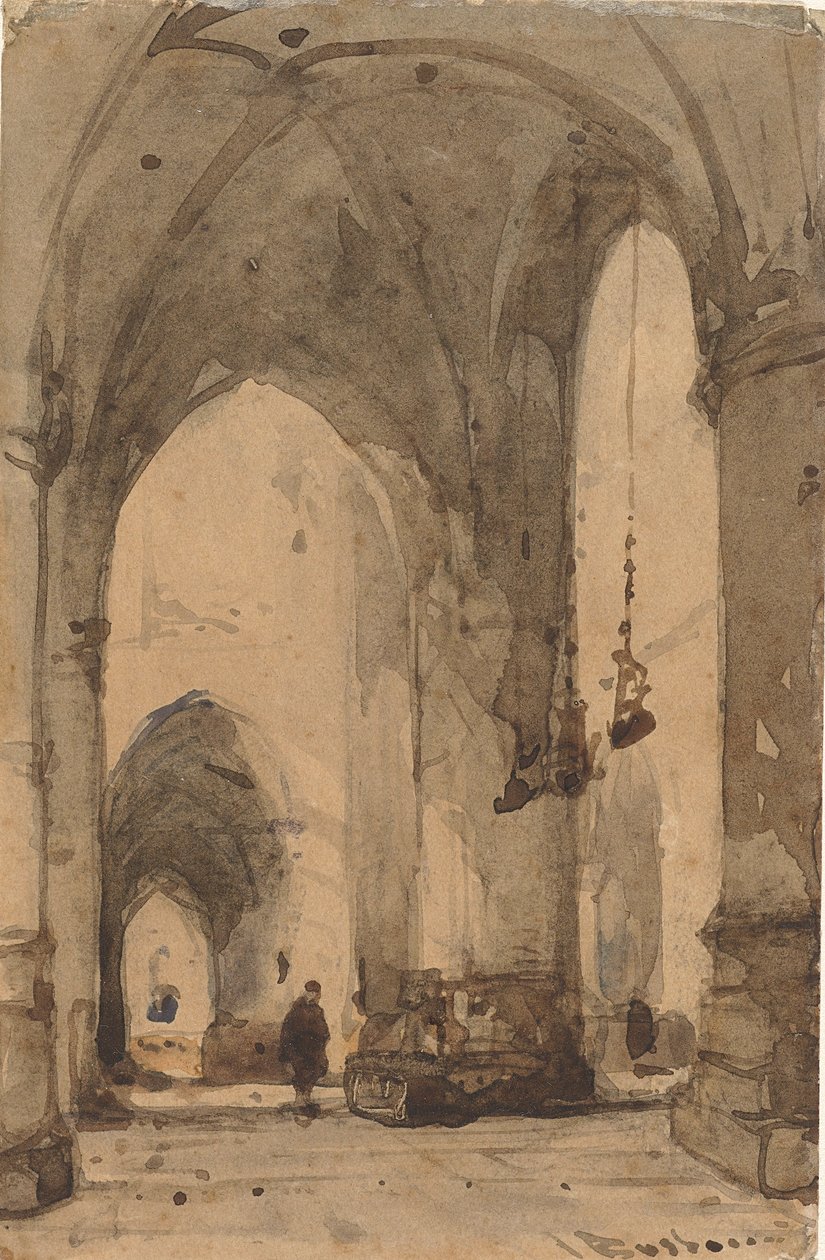 Wnętrze kościoła Sint-Bavokerk w Haarlemie autorstwa Johannes Bosboom
