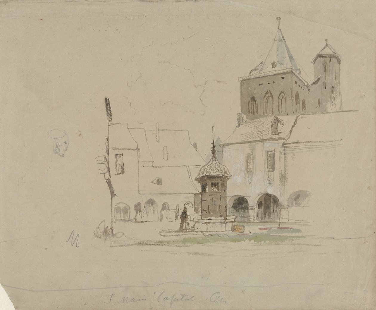 Studium placu przy S. Maria im Kapitol w Kolonii autorstwa Johannes Bosboom