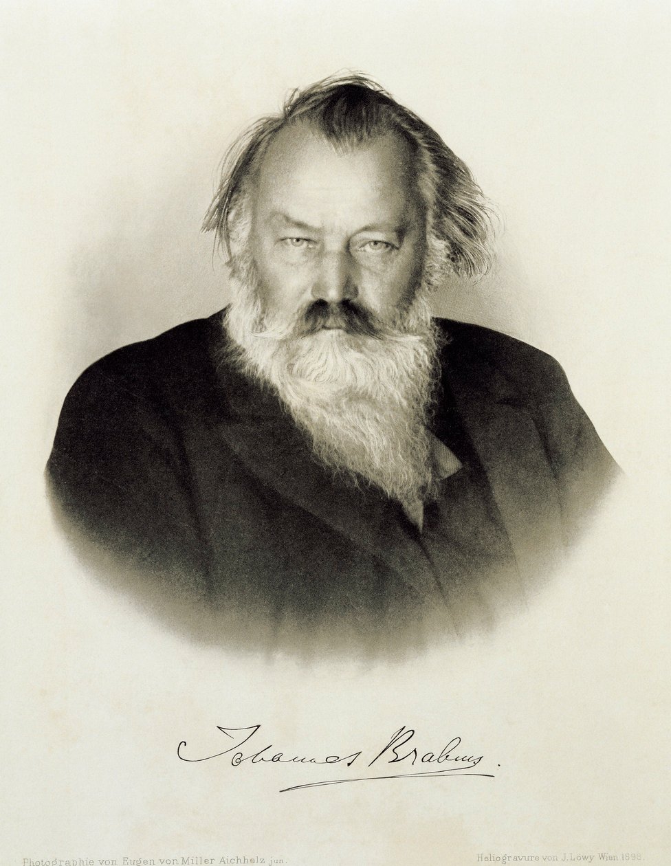 Niemcy, grawerowany portret niemieckiego kompozytora, pianisty i dyrygenta Johannesa Brahmsa autorstwa Johannes Brahms