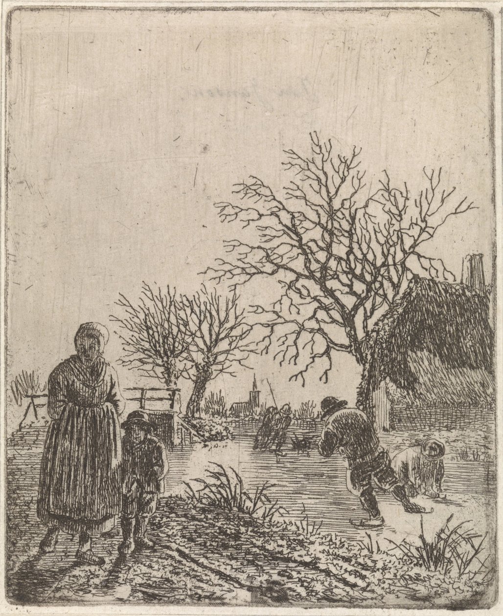 Krajobraz z łyżwiarzami autorstwa Johannes Christiaan Janson