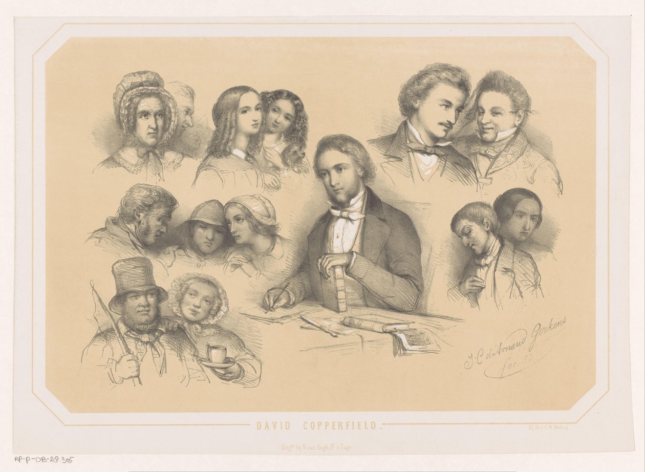 Charles Dickens wśród postaci Davida Copperfielda autorstwa Johannes Christiaan d
