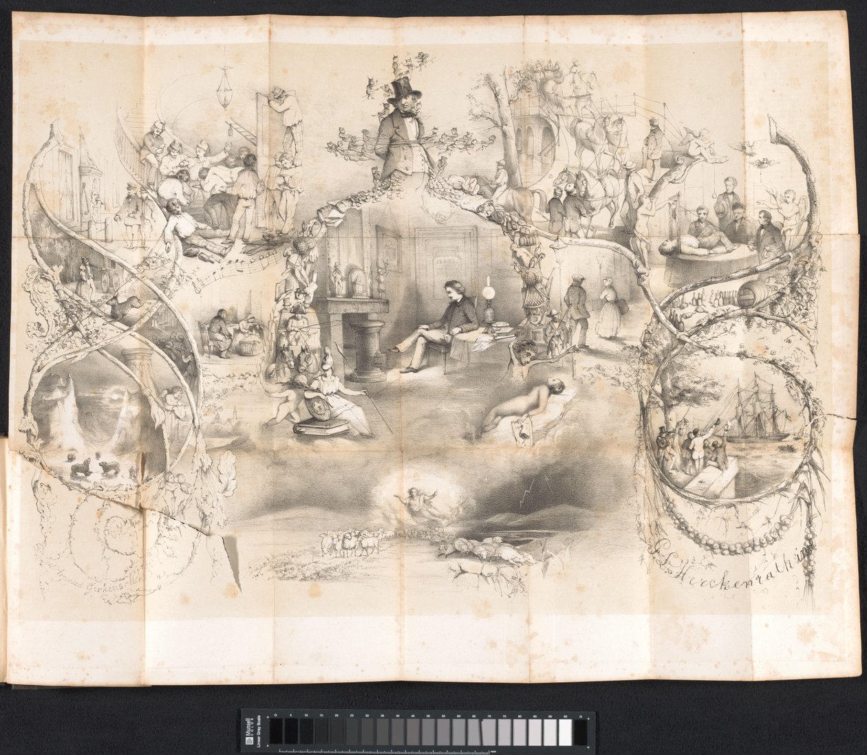 Karykatura w studenckim almanachu Lejdy, 1854 autorstwa Johannes Christiaan d