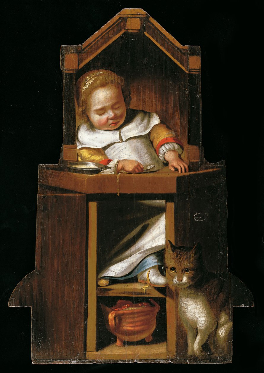 Śpiące dziecko w krzesełku autorstwa Johannes Cornelisz. Verspronck