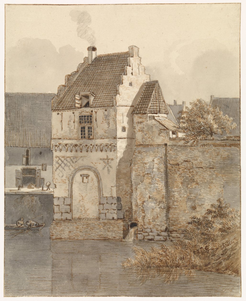 Widok na Bottelpoort w Oude Haven w Nijmegen autorstwa Johannes Franciscus Christ