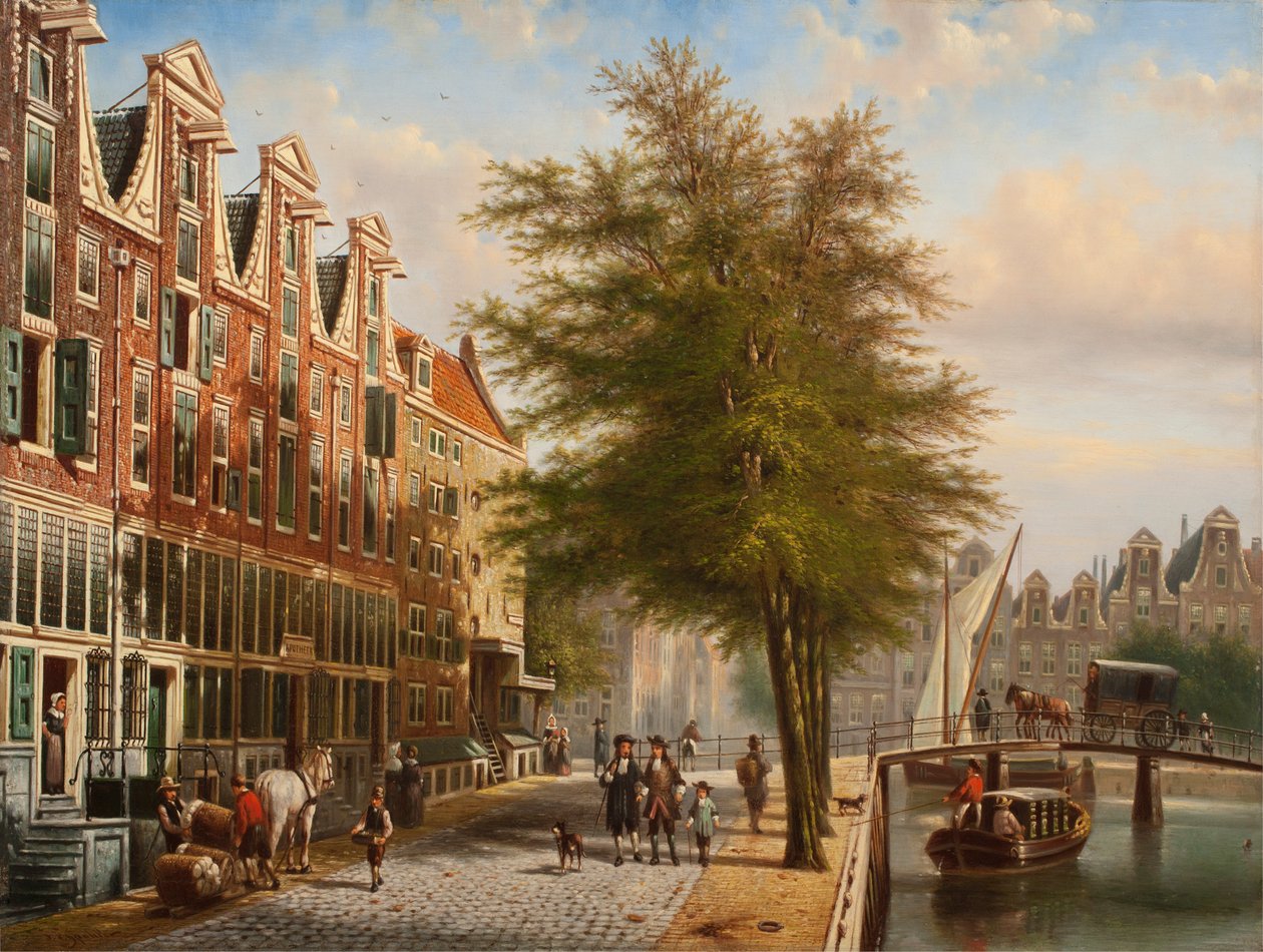 Widok na Leidsegracht i Herengracht, Amsterdam autorstwa Johannes Franciscus Spohler