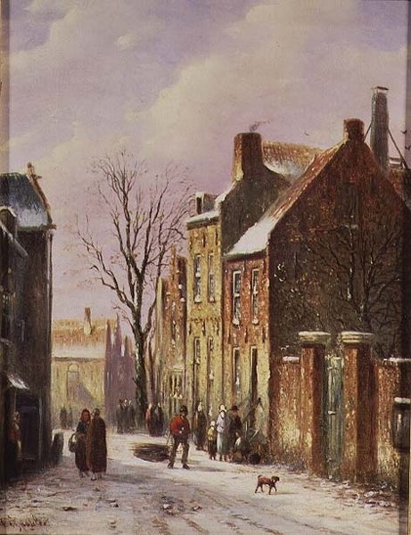 Zimowa scena uliczna autorstwa Johannes Franciscus Spohler