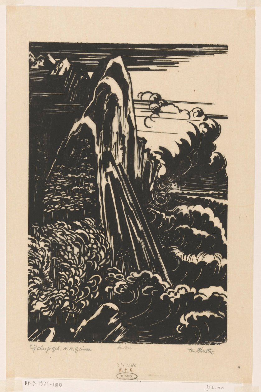 Góry Cyklopów, holenderska Nowa Gwinea (oryginalny tytuł obiektu) autorstwa Johannes Frederik Engelbert ten Klooster (signed by artist)