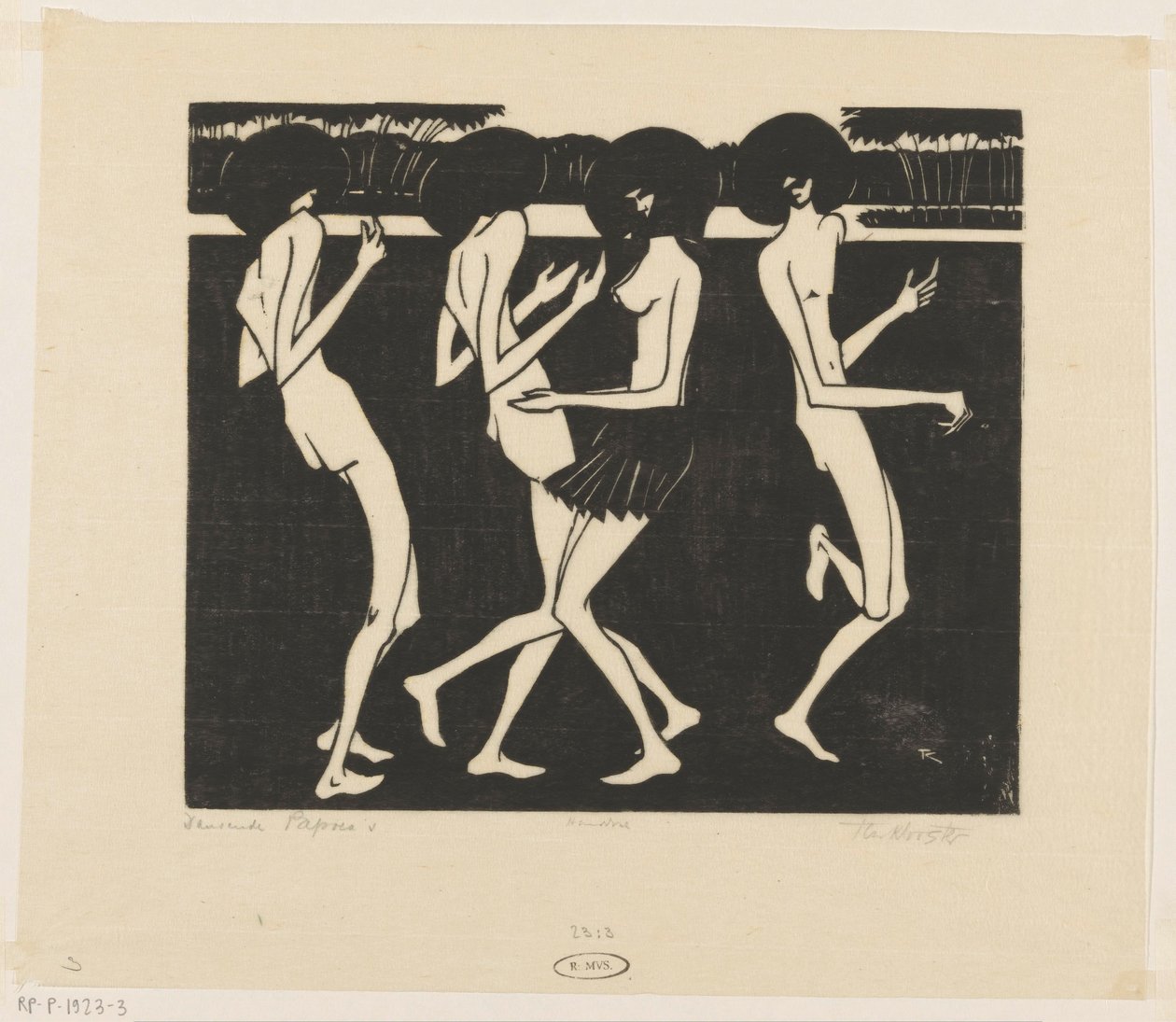 Dansende Papoea (oryginalny tytuł na obiekcie) autorstwa Johannes Frederik Engelbert ten Klooster (signed by artist)