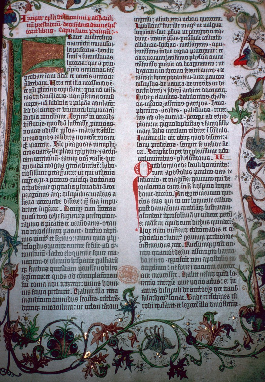 Strona z Biblii Gutenberga, XV wiek autorstwa Johannes Gutenberg
