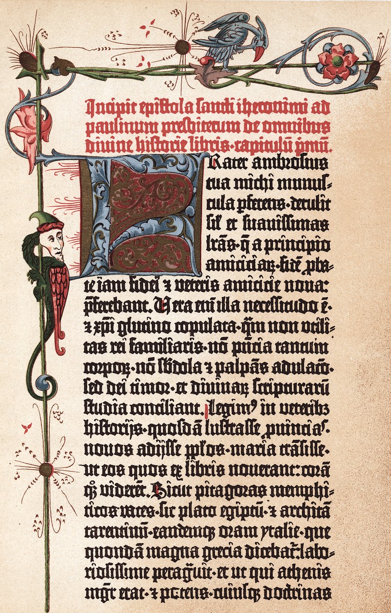 Strona z Biblii Gutenberga, c1455 autorstwa Johannes Gutenberg