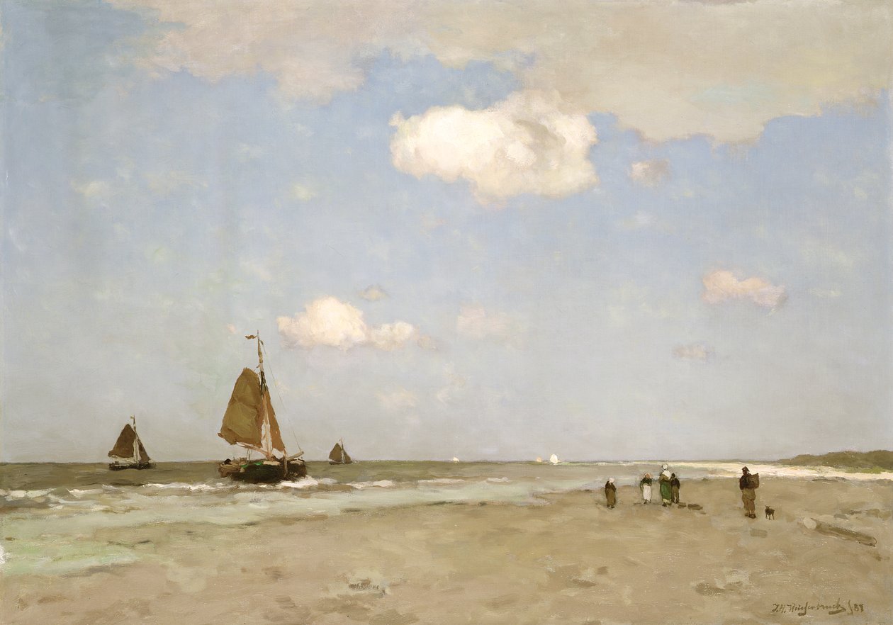 Scena na plaży, 1887 autorstwa Johannes Hendrik Weissenbruch