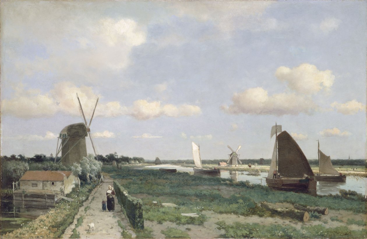 Widok na kanał Trekvliet w pobliżu Hagi, 1870 autorstwa Johannes Hendrik Weissenbruch