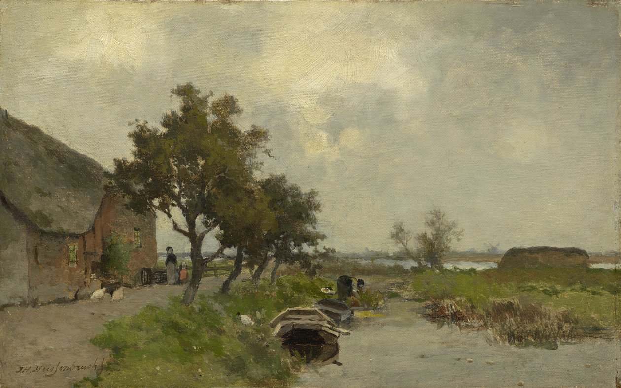 Pranie ubrań, ok. 1850-80 autorstwa Johannes Hendrik Weissenbruch