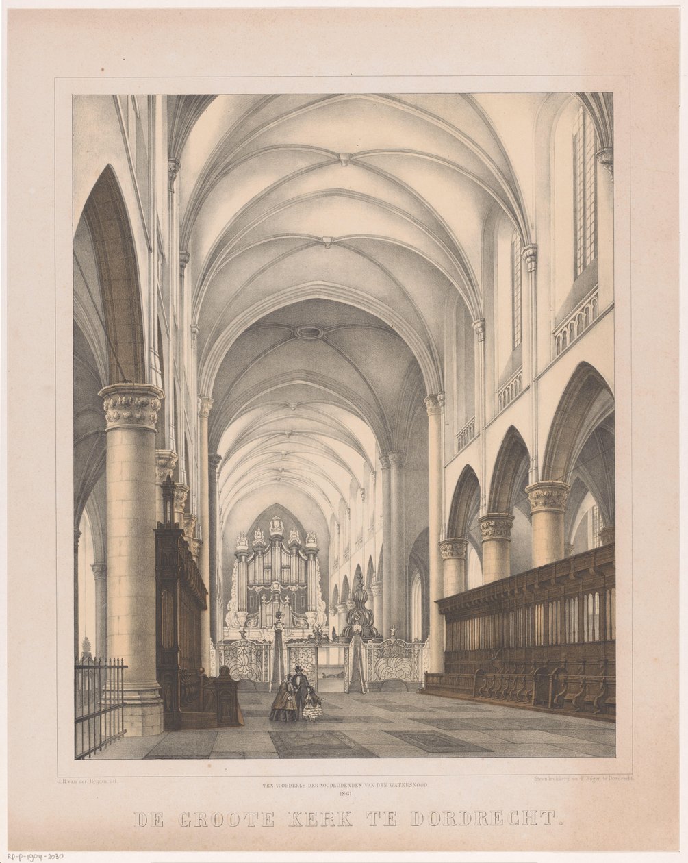 Wnętrze Wielkiego Kościoła w Dordrecht Wielki Kościół w Dordrechcie (tytuł na obiekcie) autorstwa Johannes Hermanus van der Heijden