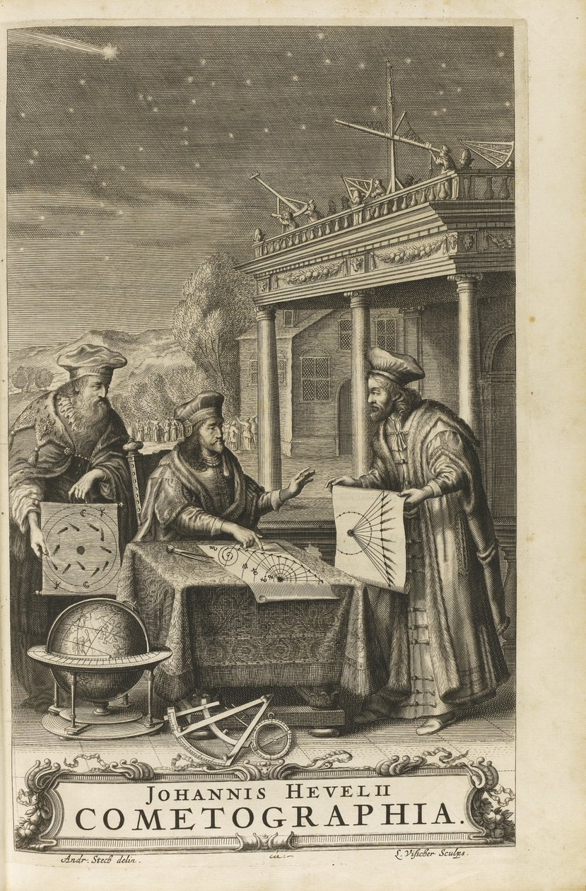 Kometografia. Frontyspis, 1668 autorstwa Johannes Hevelius