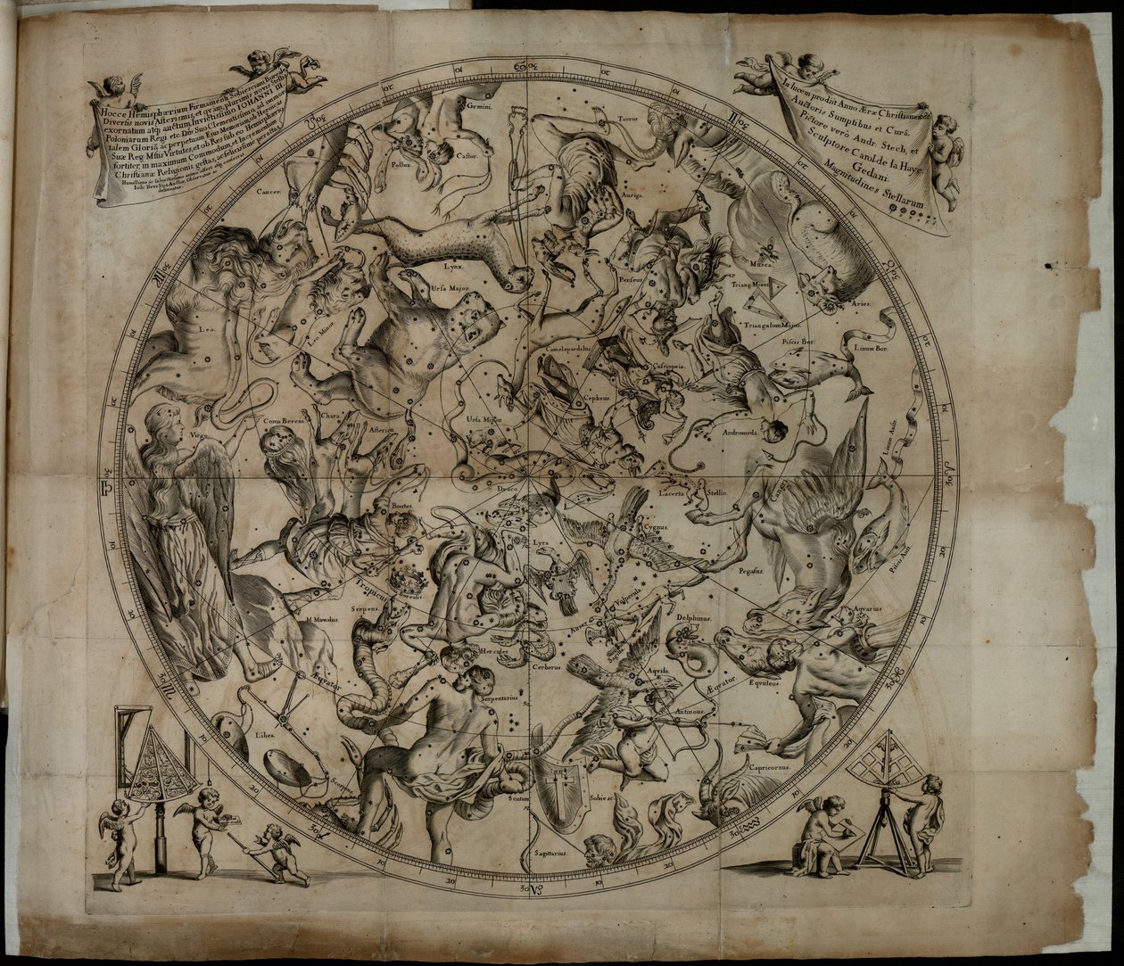 Tablica konstelacji Półkuli Północnej Firmamentum Sobiescianumsive Uranographia autorstwa Johannes Hevelius