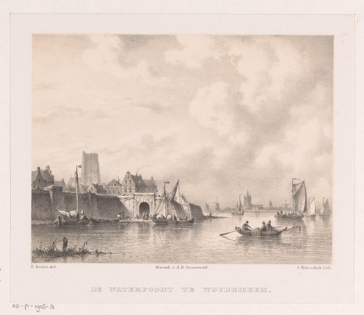 Brama Wodna w Woudrichem Waterpoort w Woudrichem (tytuł na obiekcie) autorstwa Johannes Hilverdink