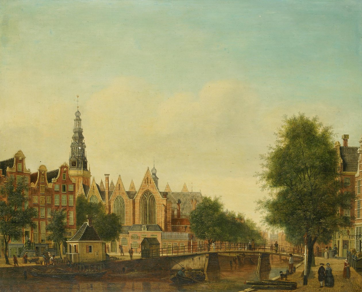 Oude Kerk widziany od strony Oudezijds Voorburgwal autorstwa Johannes Huibert Prins